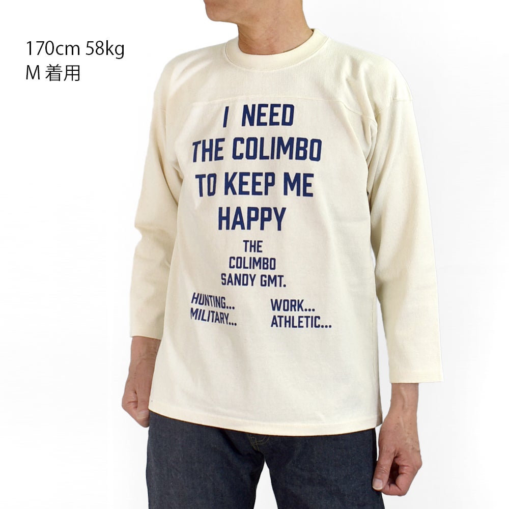 コリンボ (COLIMBO) Yonkers Football Tee =HAPPINESS SLOGAN= フットボールT プリントTシャツ 七分袖 ZB-0409