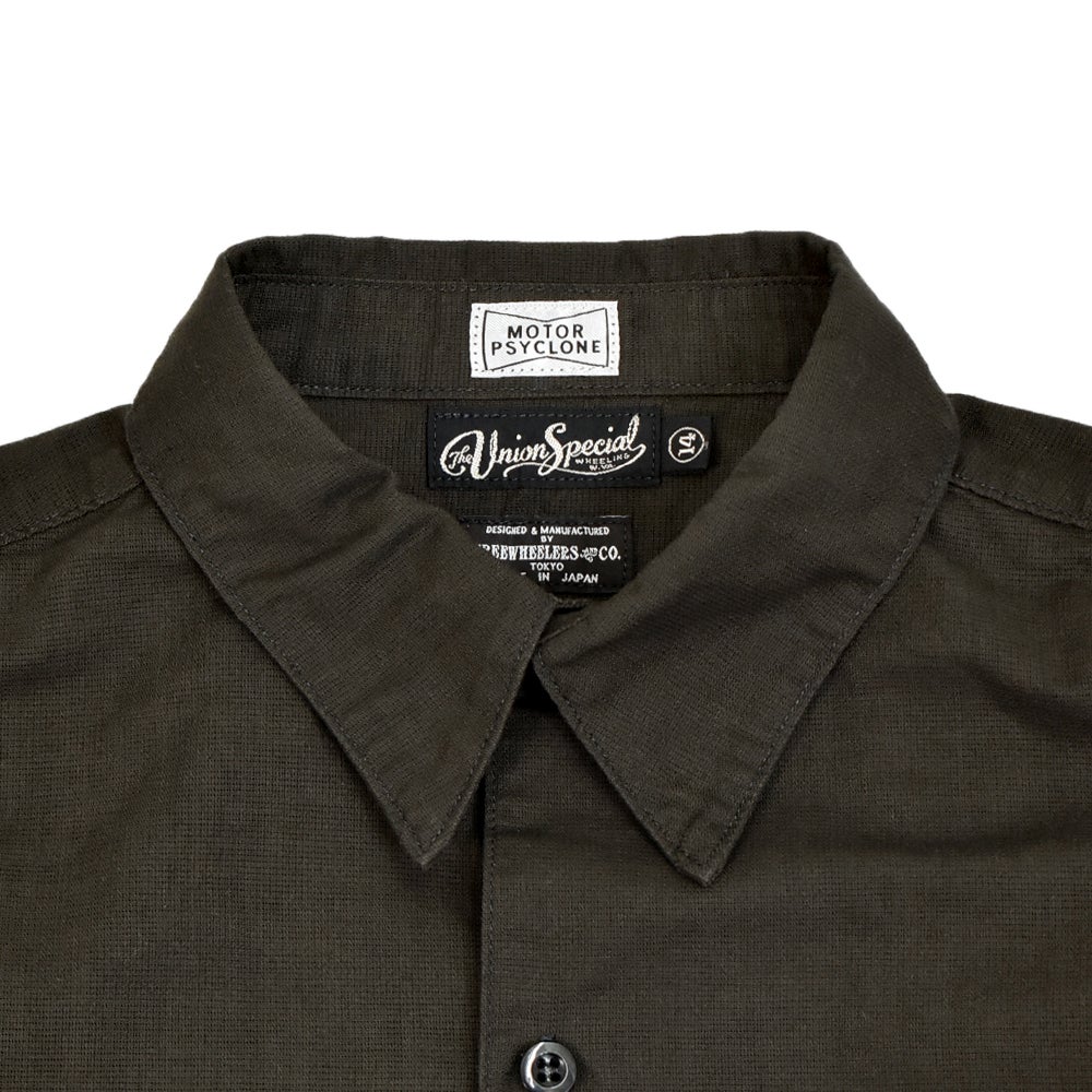 フリーホイーラーズ (FREEWHEELERS) -G.O.A.T.- Corky SHORT SLEEVE SHIRT Vintage Style Panama Cloth WASTE OIL BLACK 半袖ワークシャツ カスタムシャツ 2623005