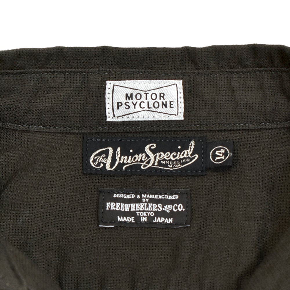 フリーホイーラーズ (FREEWHEELERS) -G.O.A.T.- Corky SHORT SLEEVE SHIRT Vintage Style Panama Cloth WASTE OIL BLACK 半袖ワークシャツ カスタムシャツ 2623005