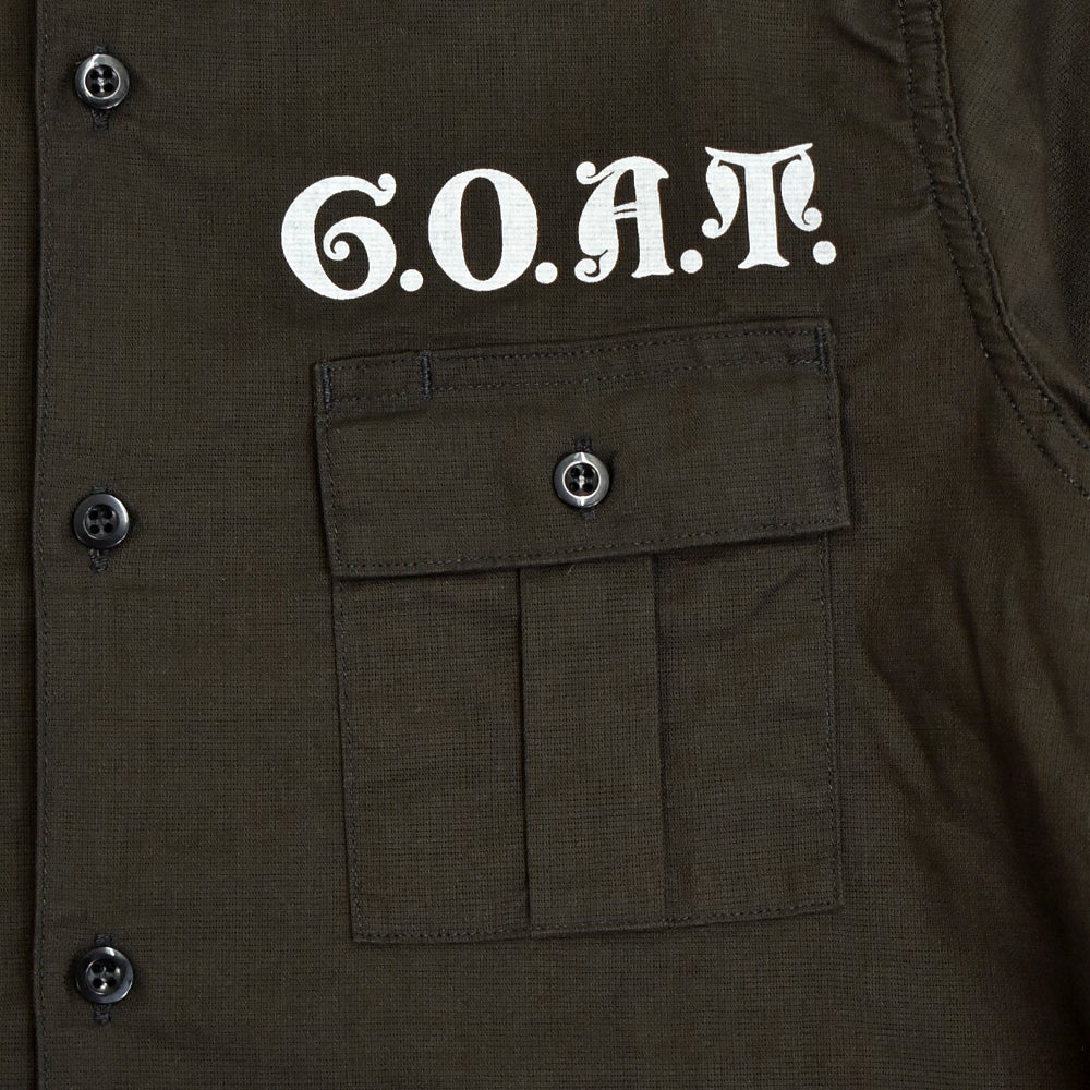 フリーホイーラーズ (FREEWHEELERS) -G.O.A.T.- Corky SHORT SLEEVE SHIRT Vintage Style Panama Cloth WASTE OIL BLACK 半袖ワークシャツ カスタムシャツ 2623005