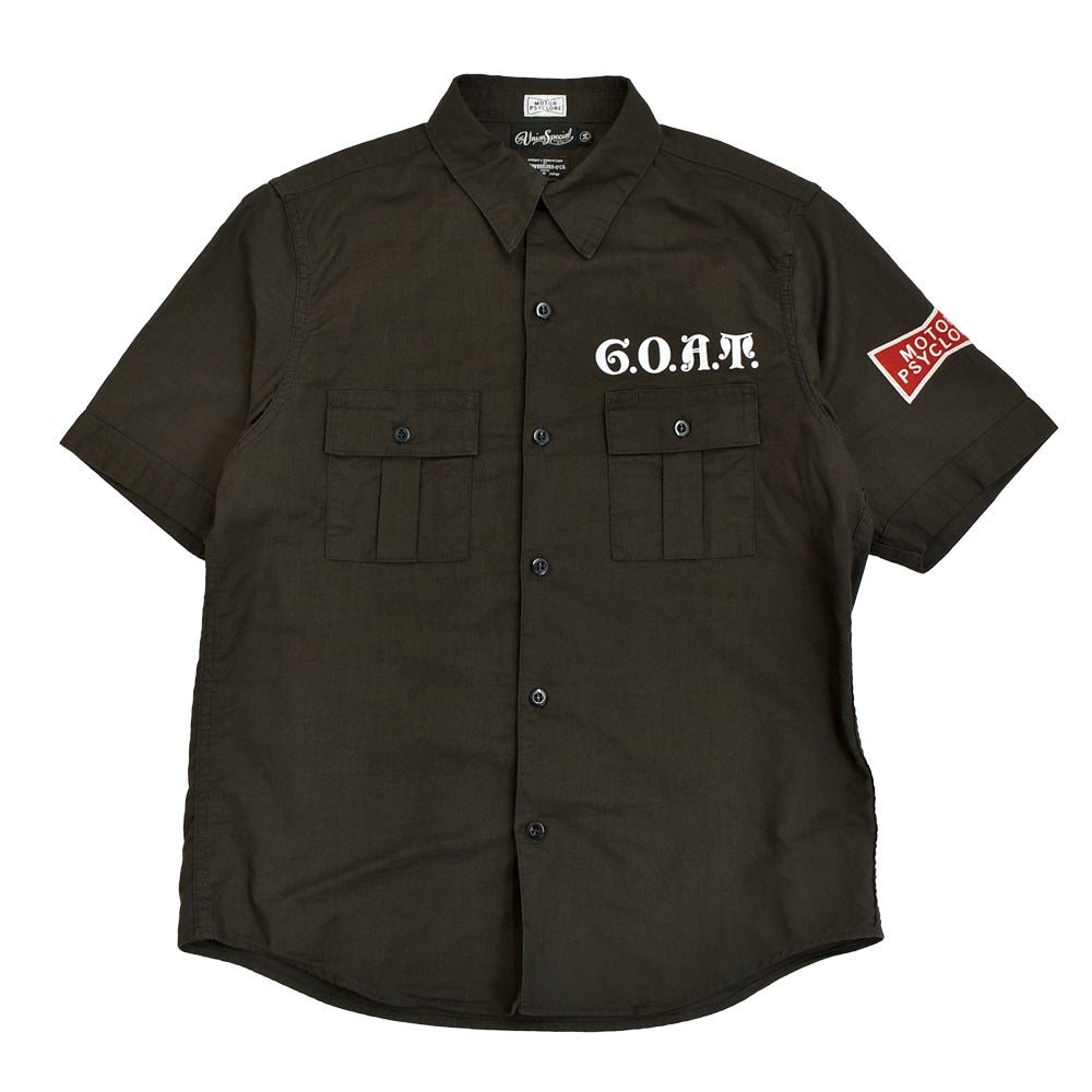 フリーホイーラーズ (FREEWHEELERS) -G.O.A.T.- Corky SHORT SLEEVE SHIRT Vintage Style Panama Cloth WASTE OIL BLACK 半袖ワークシャツ カスタムシャツ 2623005 WASTE OIL BLACK