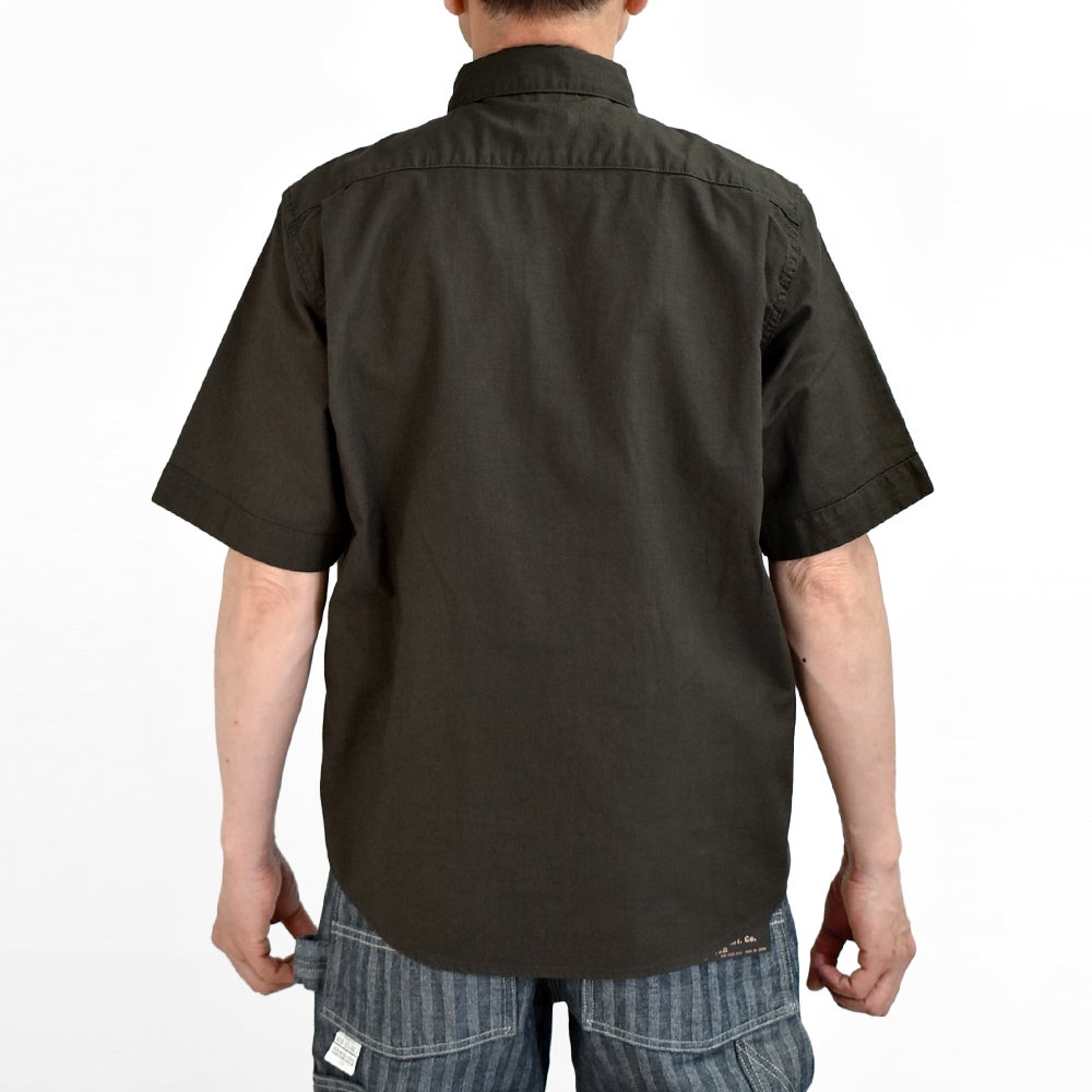 フリーホイーラーズ (FREEWHEELERS) -Corky- SHORT SLEEVE SHIRT Vintage Style Panama Cloth WASTE OIL BLACK 半袖ワークシャツ 2623004