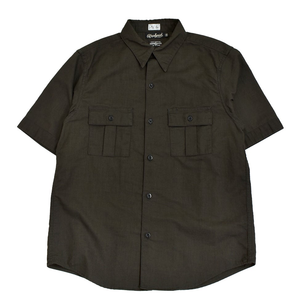 フリーホイーラーズ (FREEWHEELERS) -Corky- SHORT SLEEVE SHIRT Vintage Style Panama Cloth WASTE OIL BLACK 半袖ワークシャツ 2623004 WASTE OIL BLACK