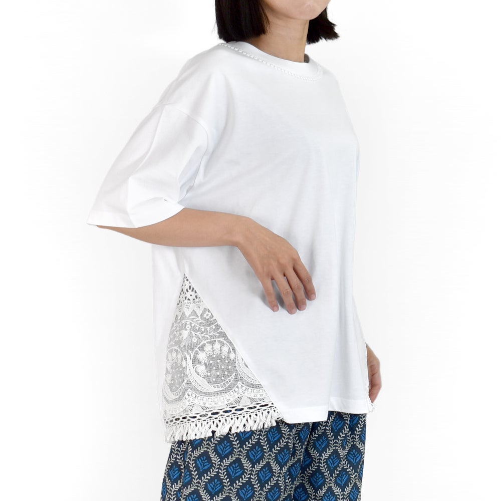 マーブルシュッド (marble SUD) Millefeuille Tシャツ レース半袖Tシャツ 12GM999165