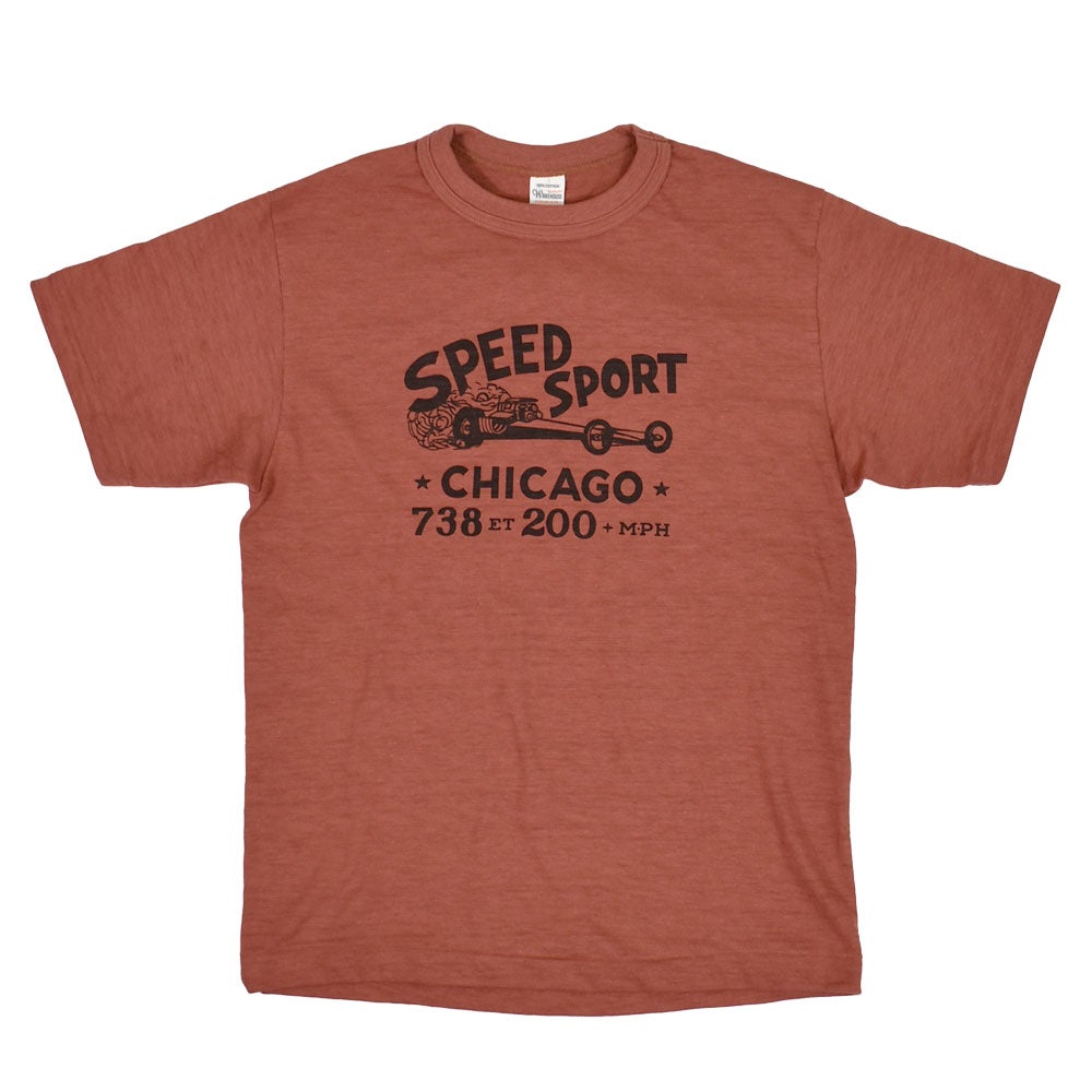 ウエアハウス (WAREHOUSE) Lot 4601 SPEED SPORT 半袖プリントTシャツ サーモン