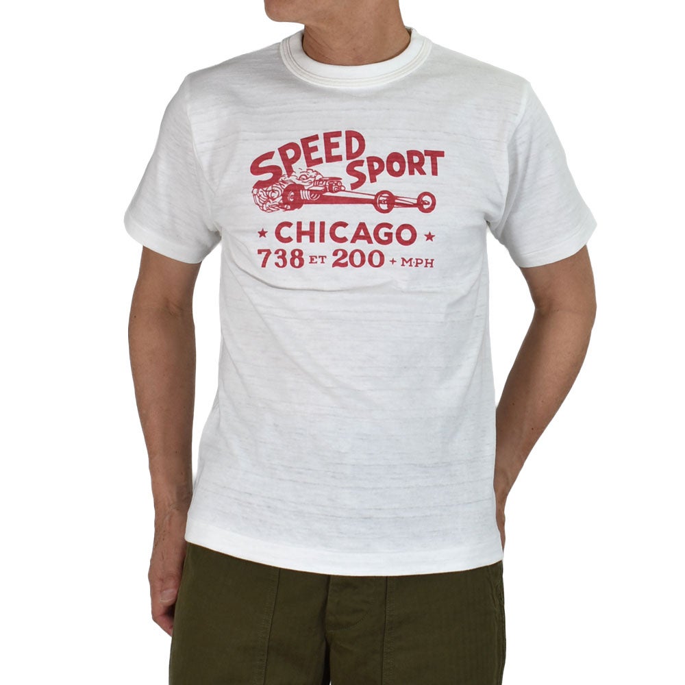 ウエアハウス (WAREHOUSE) Lot 4601 SPEED SPORT 半袖プリントTシャツ オフ