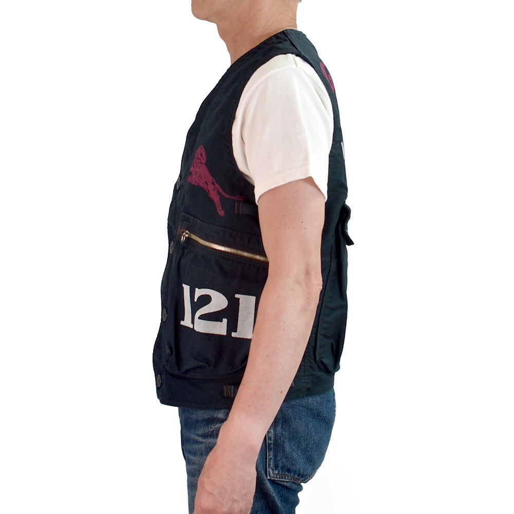 フリーホイーラーズ (FREEWHEELERS) GILMORE OIL COMPANY -1932 AIR RACER- SPEED ENGINEER SLEEVELESS COAT Vintage Style Military Moleskin NAVY コットンベスト ワークベスト ホットロッド 2621008