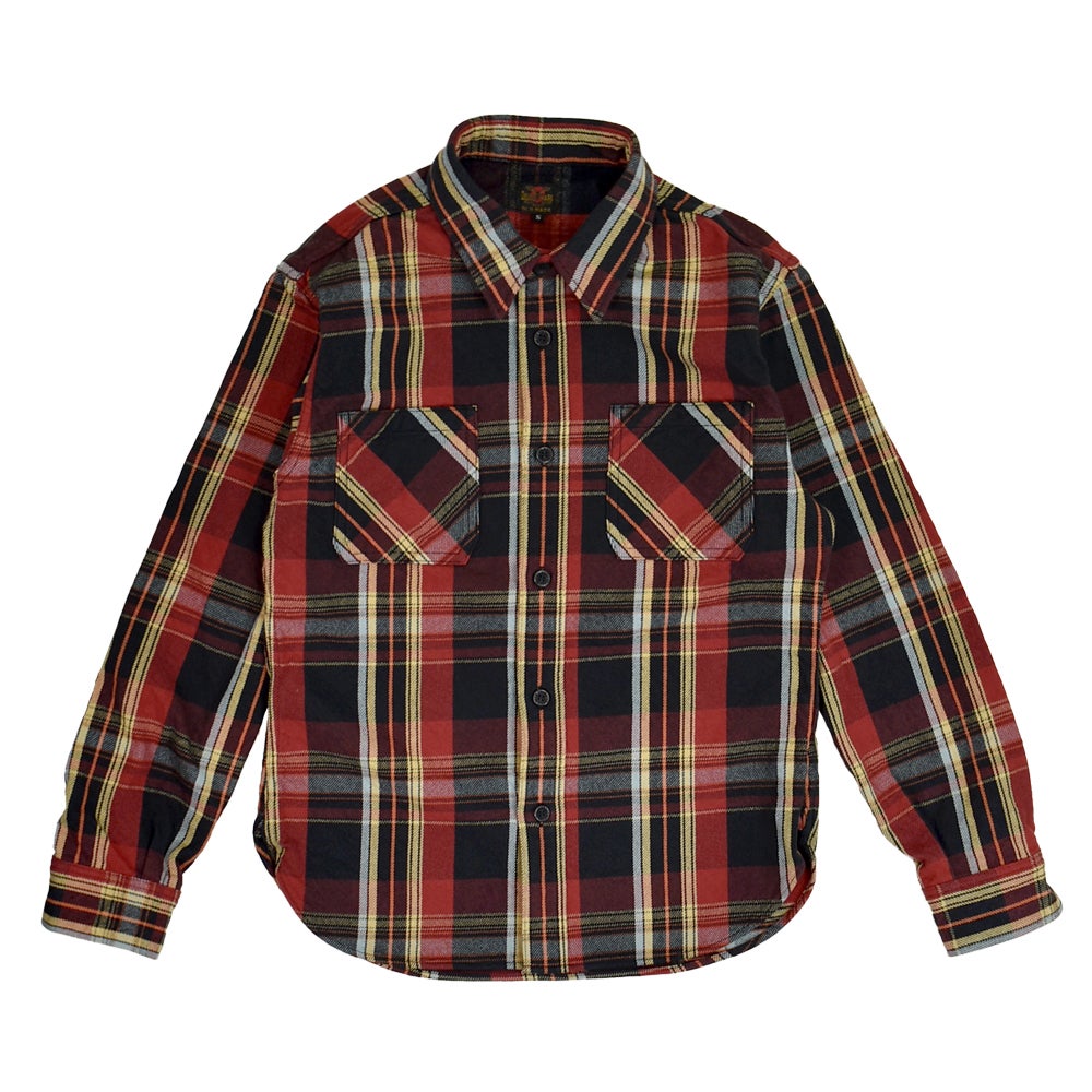 デラックスウエア (DELUXEWARE) 50S BLACK＆RED 長袖ネルシャツ チェックシャツ HV-62 RED