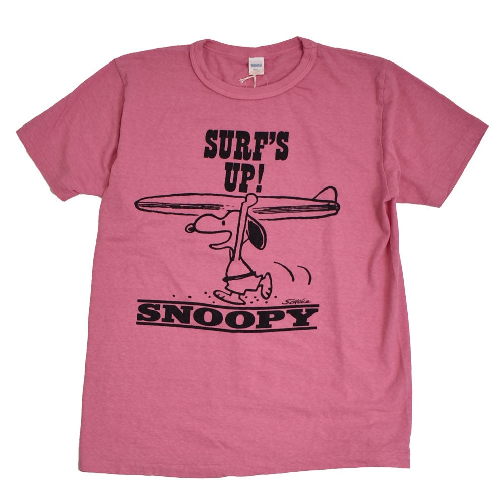 ウエアハウス (WAREHOUSE) Lot YP126S-1 SURF'S UP(SNOOPY) 半袖プリントTシャツ スヌーピー YP126S-1 ピンク