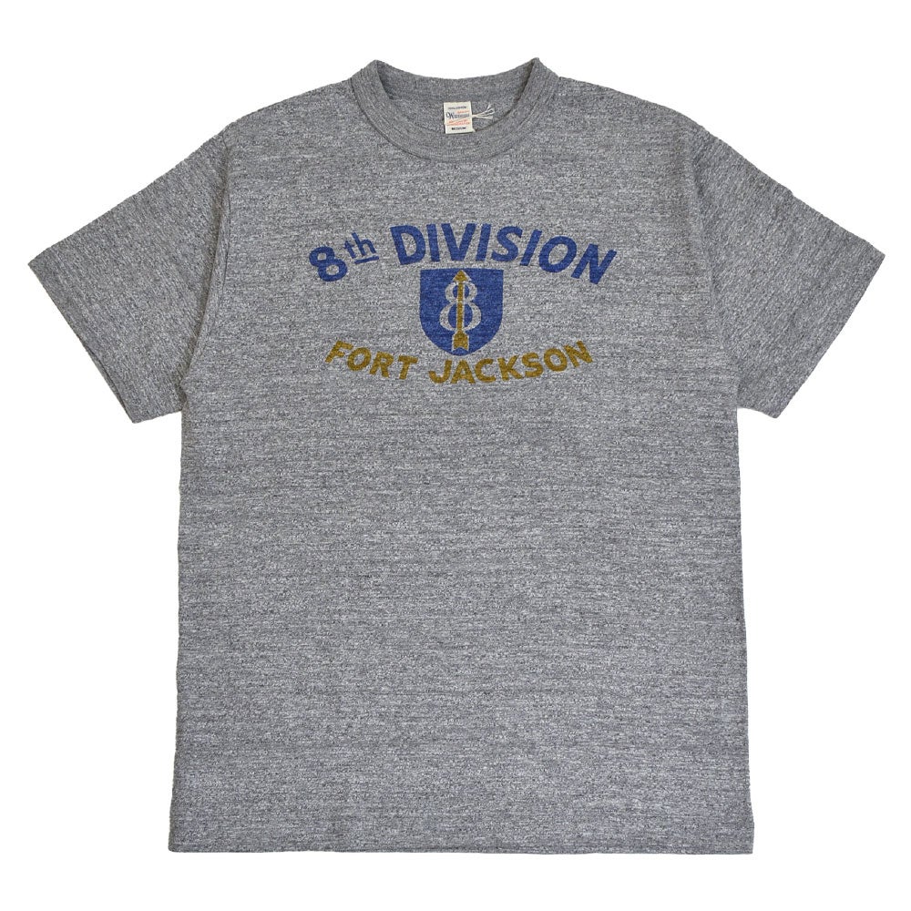 ウエアハウス (WAREHOUSE) Lot 4601 FORT JACKSON 半袖プリントTシャツ 杢グレー