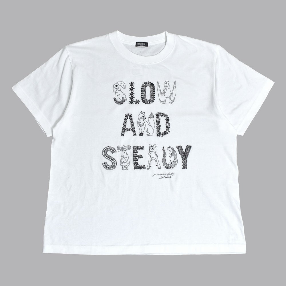 マーブルシュッド (marble SUD) EMB SLOW Tシャツ 刺繍 半袖Tシャツ 01GF020190 01.WHT
