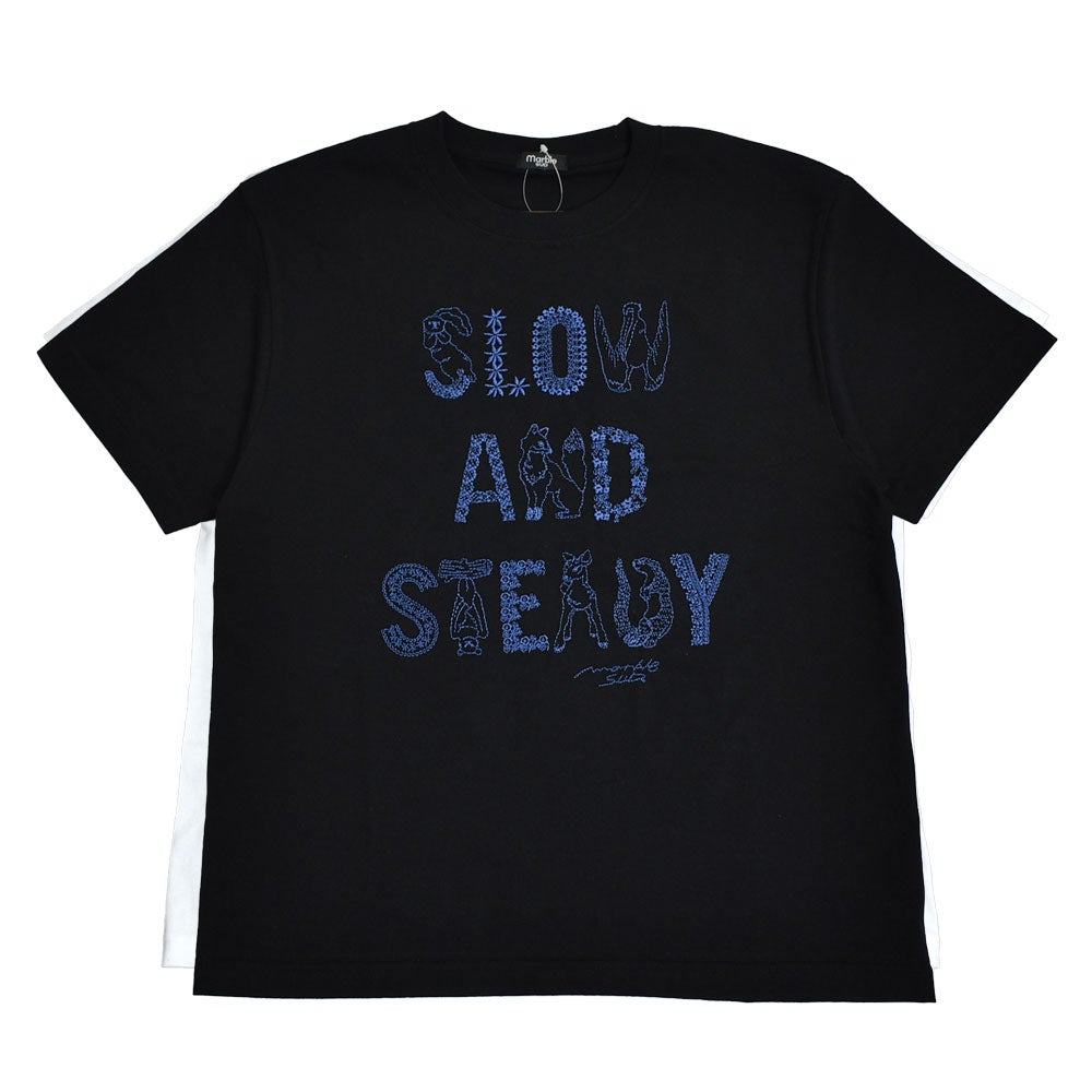 マーブルシュッド (marble SUD) EMB SLOW Tシャツ 刺繍 半袖Tシャツ 01GF020190 02.BLK