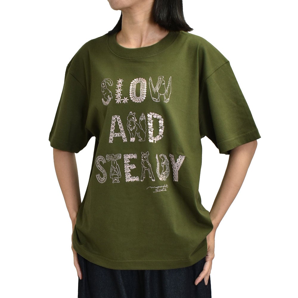 マーブルシュッド (marble SUD) EMB SLOW Tシャツ 刺繍 半袖Tシャツ 01GF020190 29.KHK