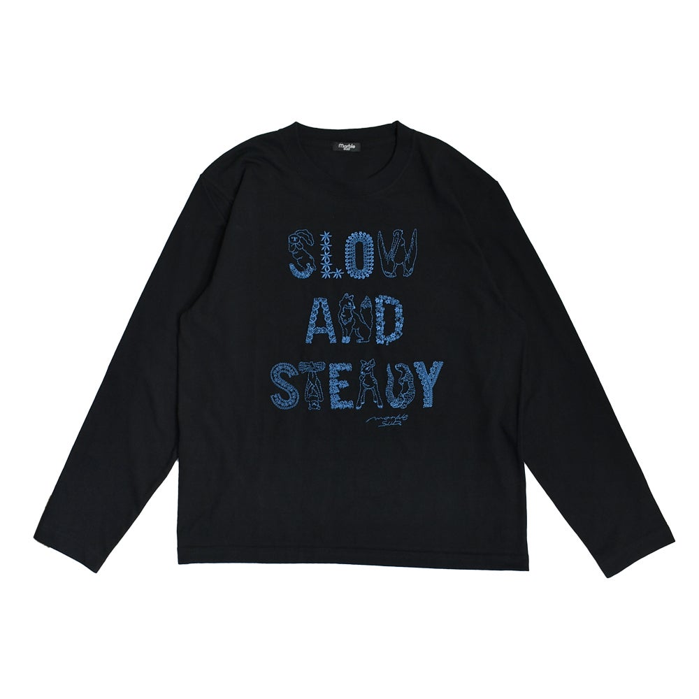 マーブルシュッド (marble SUD) EMB SLOW L/S Tシャツ 刺繍 長袖Tシャツ 01GF020192 02.BLK