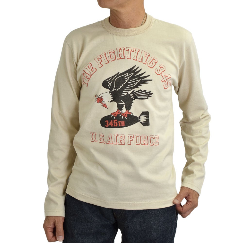 トイズマッコイ (TOYS McCOY)  MILITARY LONG SLEEVE TEE U.S.AIR FORCE -THE FIGHTNG 345- カットソー ロンT 長袖Tシャツ TMC2644 BEIGE