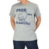 ウエアハウス (WAREHOUSE) Lot 4064 PIGS ARE BEAUTIFUL 半袖プリントTシャツ 杢グレー