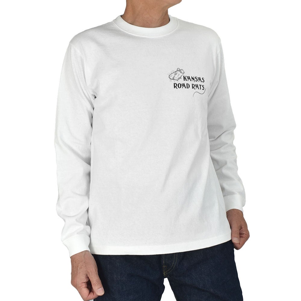 フェローズ (PHERROW'S) 26W-PLT4 長袖プリントTシャツ ロゴTシャツ 099.WHITE
