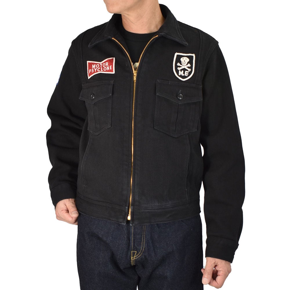 フリーホイーラーズ(FREEWHEELERS)-STONE COLD- BLACK ROGUE Vintage Style Yarn-Dyed Pique モーターサイクルジャケット カスタム ワークジャケット アウター 2621011