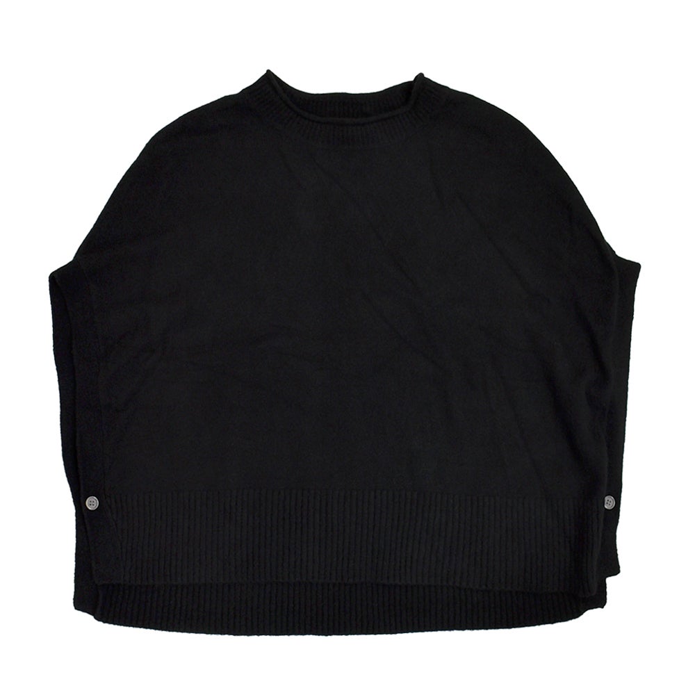 マオメイド (MAOMADE) 再登場!!! ゆったり着れる サイドボタン ベスト ニット 無地 641135 99.ブラック