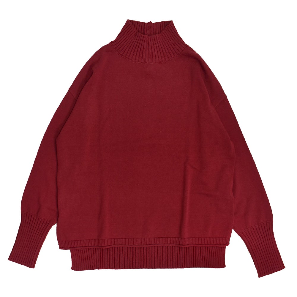 マオメイド (MAOMADE) 再登場!!! いつもの異ゲージリブ ハイネックプルオーバー セーター 無地 ハイネック ニット 641108 55.ダークレッド