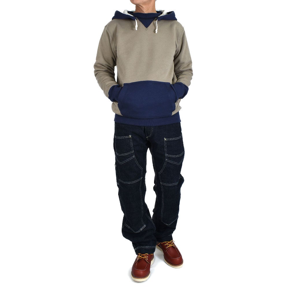 フリーホイーラーズ (FREEWHEELERS) =AFTER HOOD SWEAT SHIRT SET-IN SLEEVE= DOUBLE FACE スウェット ダブルフェイス 後付けパーカー 2634004 GRY×NV×CRM