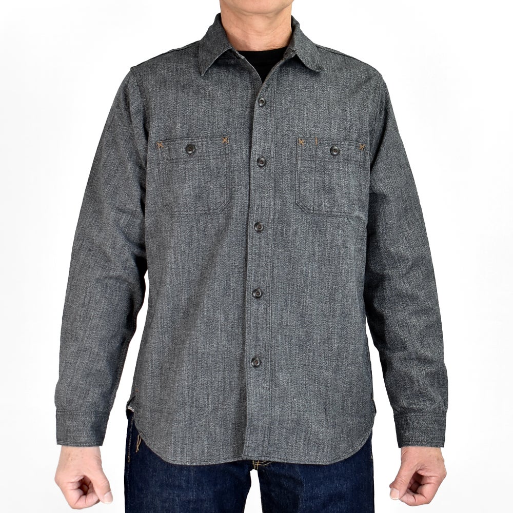 フリーホイーラーズ (FREEWHEELERS) -NEAL- SHIRT 1926 STYLE WORK CLOTHING Vintage Style Grained Chambray BLACK PEPPER CHAMBRAY ニールシャツ 長袖ワークシャツ シャンブレーシャツ 2613103