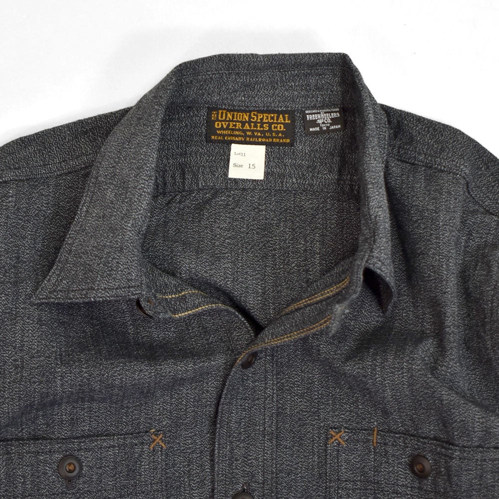 フリーホイーラーズ (FREEWHEELERS) -NEAL- SHIRT 1926 STYLE WORK CLOTHING Vintage Style Grained Chambray BLACK PEPPER CHAMBRAY ニールシャツ 長袖ワークシャツ シャンブレーシャツ 2613103