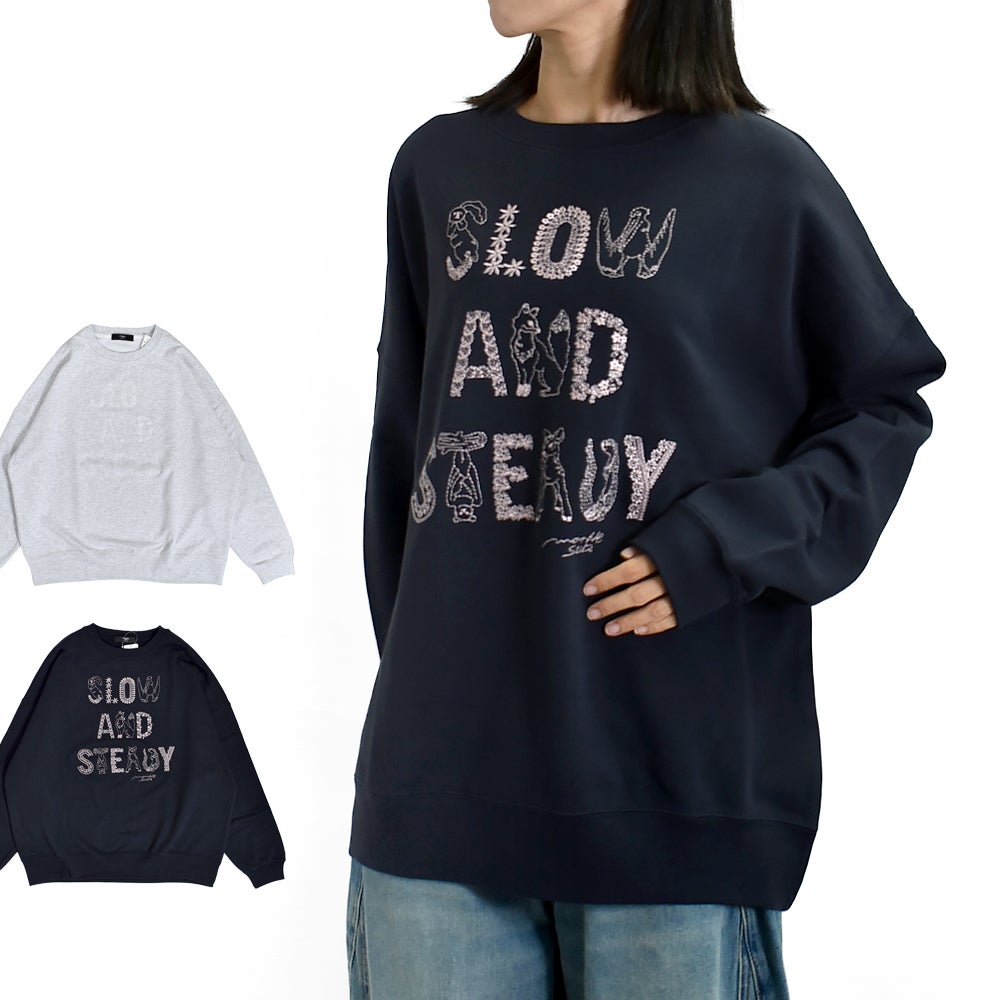 マーブルシュッド (marble SUD) EMB SLOW LONG SWEAT 刺繍 長袖 トレーナー 01GF020193