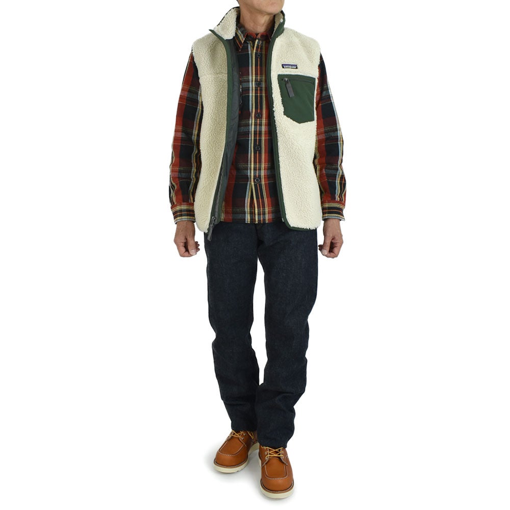 パタゴニア (PATAGONIA) メンズ クラシック レトロX ベスト M's Classic Retro-X Vestw フリースベスト 23049 DNLT(Dark Natural w/Treeline Green)