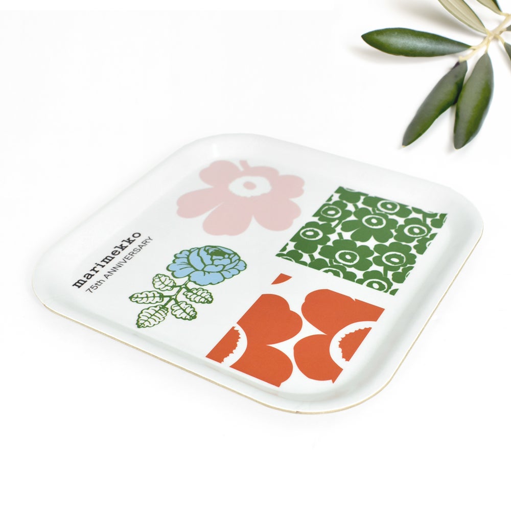 マリメッコ(marimekko)日本限定 75th Anniversary トレイ 20×20cm 75周年記念 食卓用トレー お盆 52269-4-76366