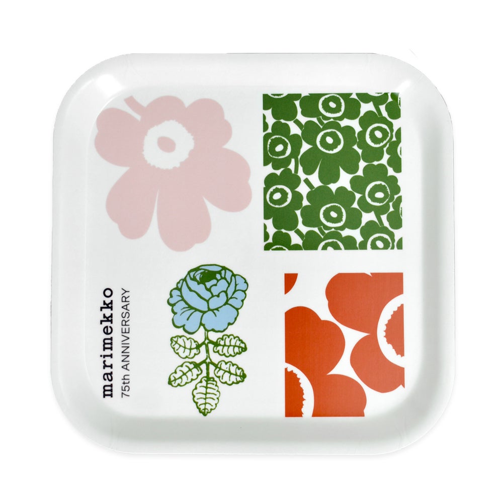マリメッコ (marimekko) 【日本限定】75th Anniversary トレイ 20×20cm 75周年記念 食卓用トレー お盆 52269-4-76366 52269476366 10.マルチカラー