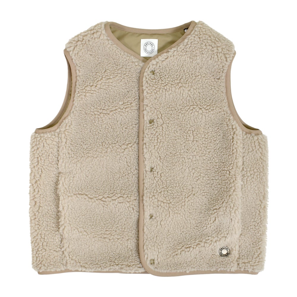 オーチバル/オーシバル (ORCIVAL) ボアフリース ノーカラーベスト ROUND NECK VEST OR-A0742BFF BEIGE