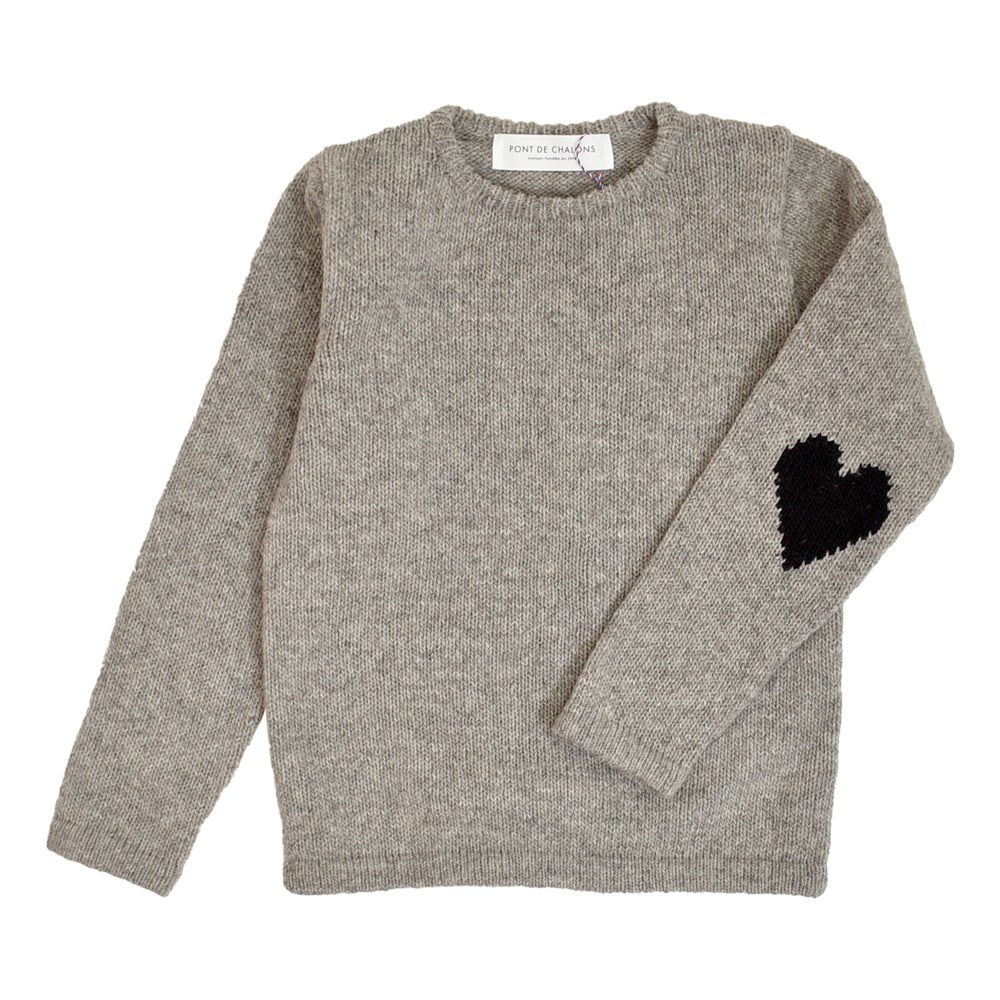 ポンデシャロン (PONT DE CHALONS) ペルーニットハートパッチ無地PO PERUVIAN KNIT HEART PATCH PULLOVER セーター 22650112 11.ナチュラル